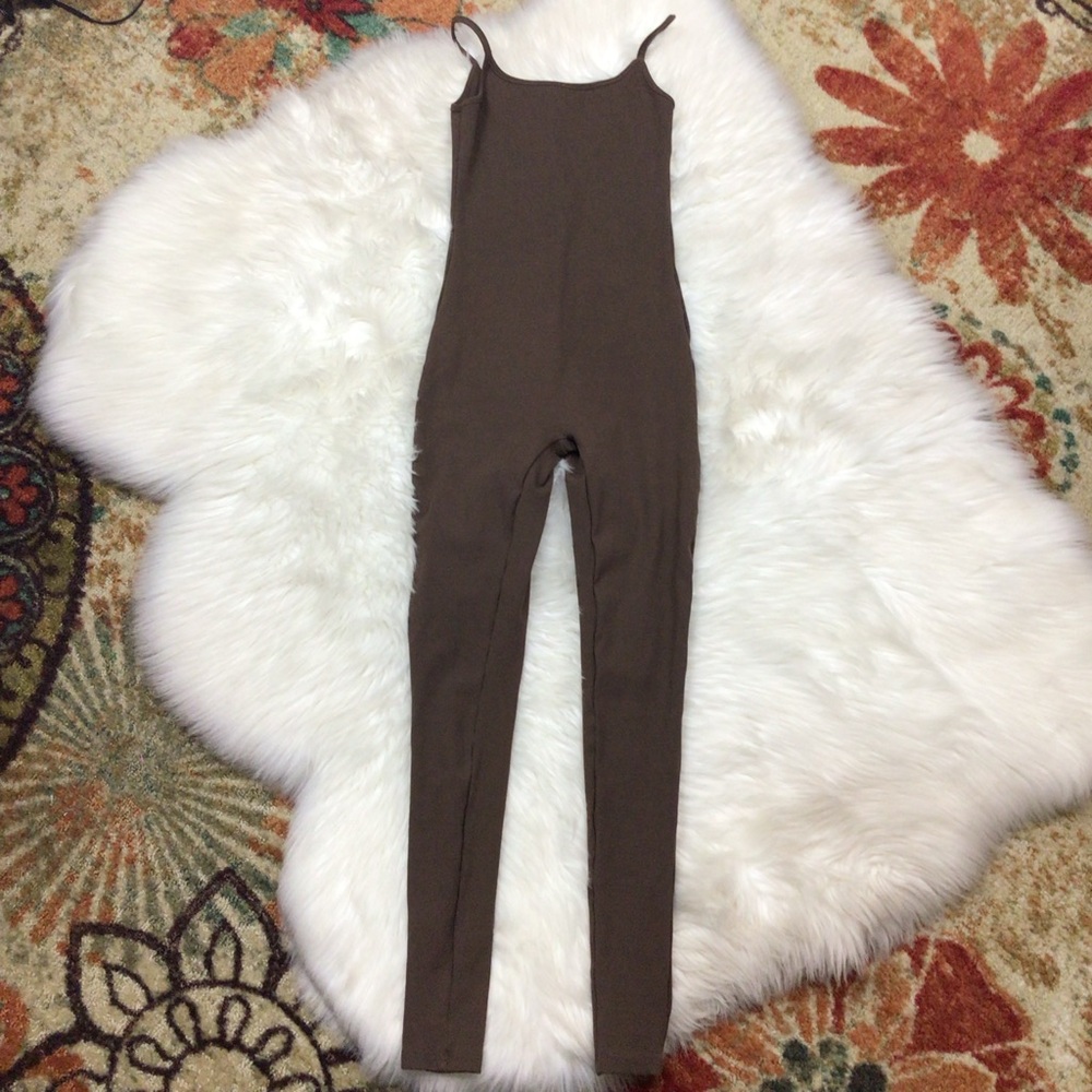 Bumpsuit Maternity Jumpsuit Women brown Spaghetti Strap Long Pants M